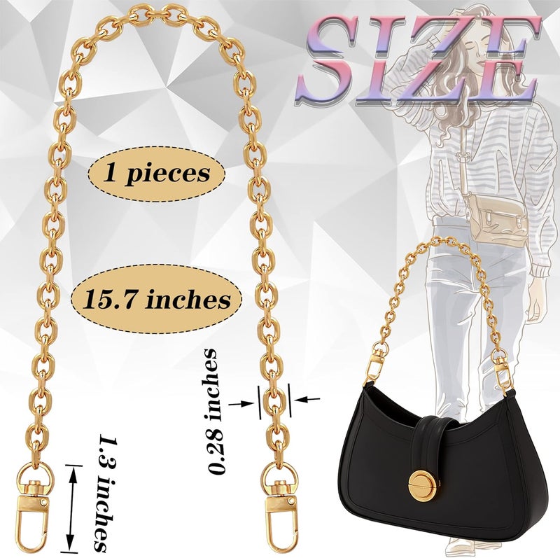 Chewarelly 1 Pcs Purse Chain Strap Cross Body Chain Strap Replacement Chain for Handbag Shoulder Bag Purse(15.7 Inches/40cm-O Chain 0.28 Inch, Gold) - Image 2